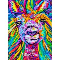 Alpaca Animal Colourful Abstract Art Fathers Day Card