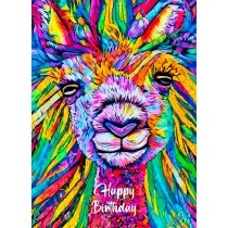 Alpaca Animal Colourful Abstract Art Birthday Card