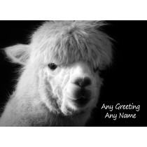 Personalised Alpaca Black and White Art Greeting Card (Birthday, Christmas, Any Occasion)