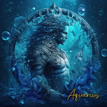Fantasy Horoscope Square Greeting Card (Aquarius)