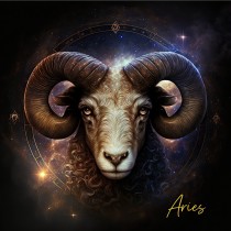 Fantasy Horoscope Square Greeting Card (Aries)