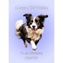 Border Collie Dog Birthday Card For Auntie