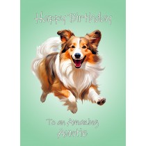 Shetland Sheepdog Dog Birthday Card For Auntie