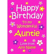 Personalised Auntie Birthday Card (Cerise)