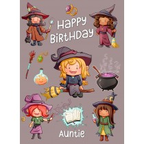 Birthday Card For Auntie (Witch, Cartoon)