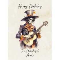 Victorian Musical Skeleton Birthday Card For Auntie (Design 1)