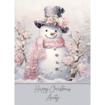 Snowman Art Christmas Card For Aunty (Design 1)