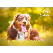 Australian Shepherd Art Birthday Card