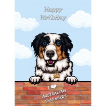 Australian Shepherd Dog Birthday Card (Art, Clouds)