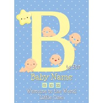 Personalised Baby Boy Birth Greeting Card (Name Starting With 'B')