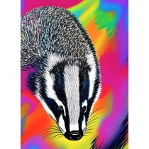 Badger Animal Colourful Abstract Art Blank Greeting Card