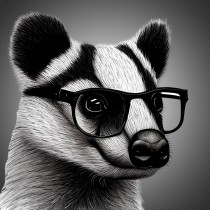 Badger Funny Black and White Art Blank Card (Spexy Beast)