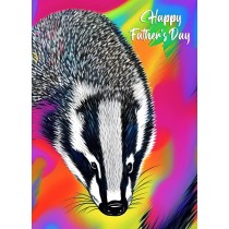 Badger Animal Colourful Abstract Art Fathers Day Card
