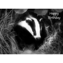 Badger Black and White Art Birthday Card