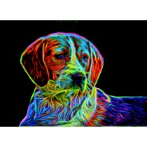 Beagle Neon Art Blank Greeting Card