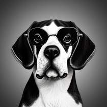 Beagle Funny Black and White Art Blank Card (Spexy Beast)