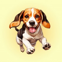 Beagle Dog Blank Square Card (Running Art)