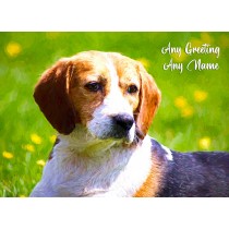 Personalised Beagle Art Greeting Card (Birthday, Christmas, Any Occasion)