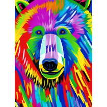 Bear Animal Colourful Abstract Art Blank Greeting Card