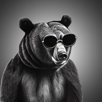 Bear Funny Black and White Art Blank Card (Spexy Beast)