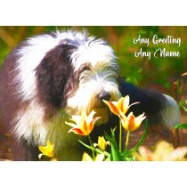 Personalised Bearded Collie Art Greeting Card (Birthday, Christmas, Any Occasion)