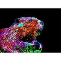 Beaver Neon Art Blank Greeting Card