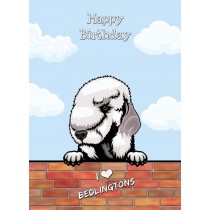 Bedlington Terrier Dog Birthday Card (Art, Clouds)