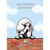 Personalised Bedlington Terrier Dog Birthday Card (Art, Clouds)