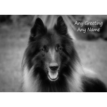 Personalised Belgian Shepherd Black and White Art Greeting Card (Birthday, Christmas, Any Occasion)