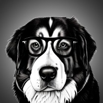 Bernese Mountain Dog Funny Black and White Art Blank Card (Spexy Beast)