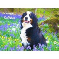 Bernese Mountain Dog Art Birthday Card