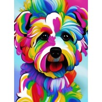 Bichon Frise Dog Colourful Abstract Art Blank Greeting Card