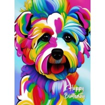 Bichon Frise Dog Colourful Abstract Art Birthday Card