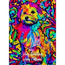 Personalised Bichon Frise Dog Colourful Abstract Art Greeting Card (Birthday, Fathers Day, Any Occasion)