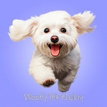 Bichon Frise Dog Birthday Square Card (Running Art)