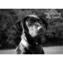 Personalised Black Labrador Black and White Art Greeting Card (Birthday, Christmas, Any Occasion)