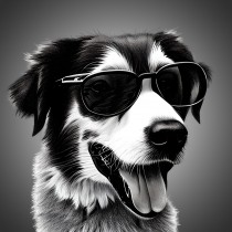 Border Collie Funny Black and White Art Blank Card (Spexy Beast)