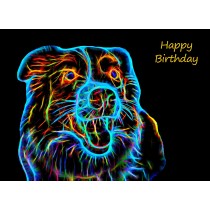 Border Collie Neon Art Birthday Card