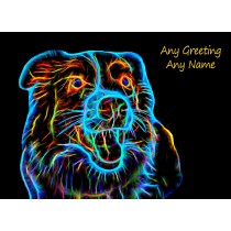 Personalised Border Collie Neon Art Greeting Card (Birthday, Christmas, Any Occasion)