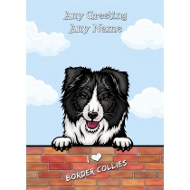 Personalised Border Collie Dog Birthday Card (Art, Clouds)