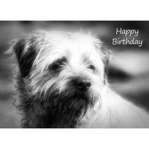 Border Terrier Black and White Art Birthday Card