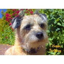 Border Terrier Art Birthday Card