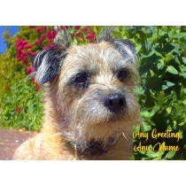 Personalised Border Terrier Art Greeting Card (Birthday, Christmas, Any Occasion)
