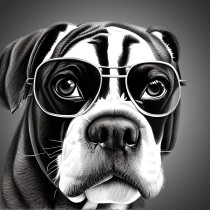 Boxer Funny Black and White Art Blank Card (Spexy Beast)
