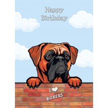 Boxer Dog Birthday Card (Art, Clouds)
