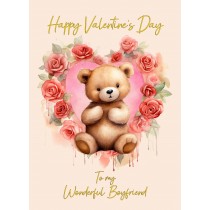 Valentines Day Card for Boyfriend (Cuddly Bear, Design 2)