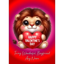 Personalised Valentines Day Card for Boyfriend (Lion)