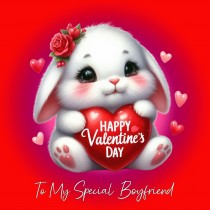 Valentines Day Square Card for Boyfriend (Rabbit)