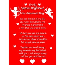 Valentines Day 'Special Boyfriend' Verse Poem Greeting Card