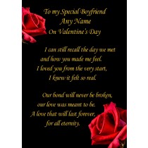 Personalised Valentines Day 'Special Boyfriend' Verse Poem Greeting Card